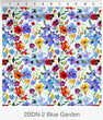 Blue garden in the beginnings fabric by Jason Yenter | Blooming night and day