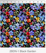 Black garden in the beginnings fabric by Jason Yenter | Blooming night and day