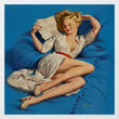 Pin Up GIRL Reading Love Letters In Bed Printed Fabric Panel
