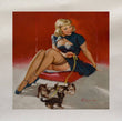 Pin Up Girl Kittens Printed Fabric Panel