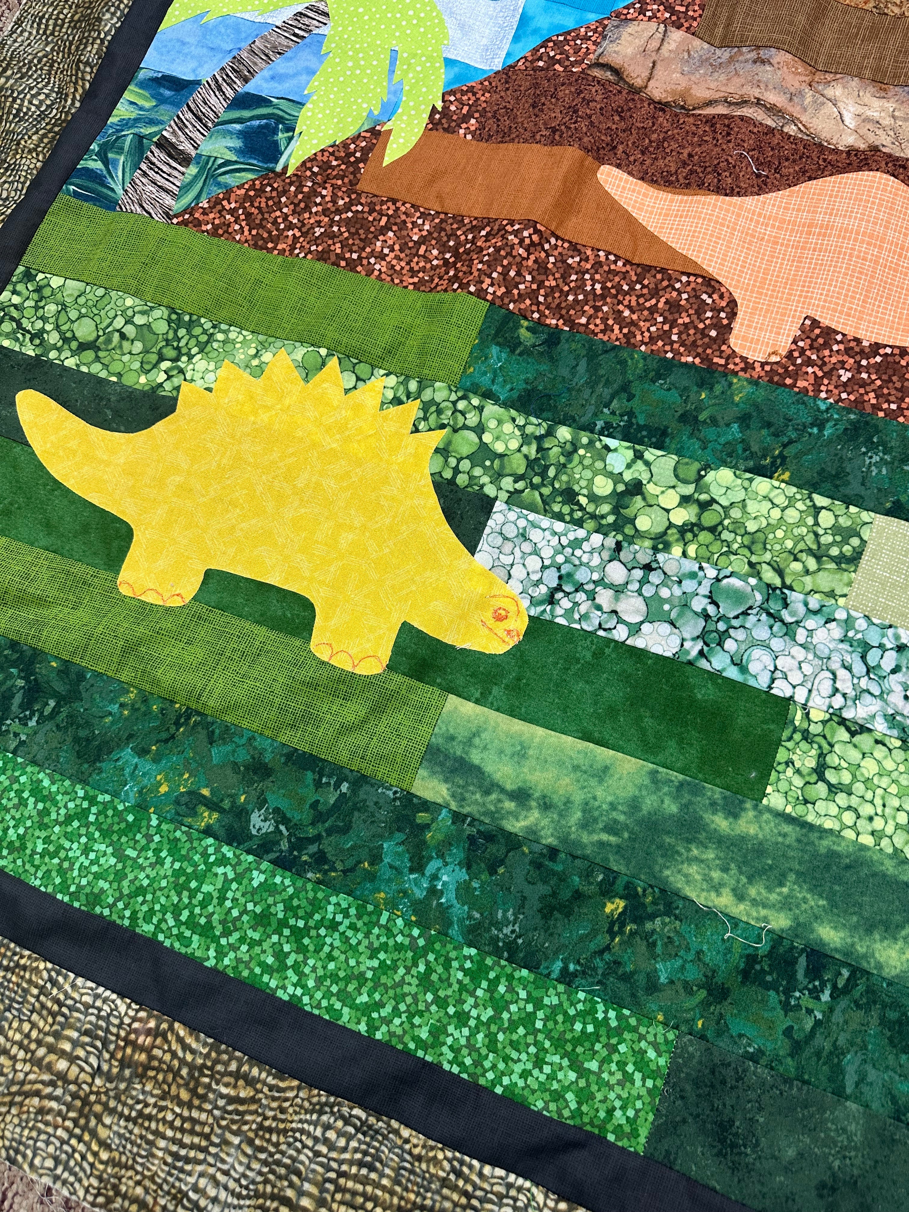 Dinosaur roar with volcano Applique quilt kit 53.5” square lap quilt ...