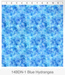 Blue hydrangea in the beginnings fabric by Jason Yenter | Blooming night and day