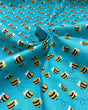 Artiq textile honey bee blues Organic Cotton lil fraying digital printed HOT item! Sold by the yard