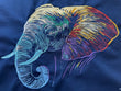 Colorful elephant panel all in embroidered on a fat quarter