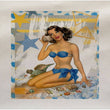 Pin Up Girl Beach Shells Swimsuit Printed Fabric Panel