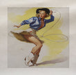 Cow girl Pin Up Girl Printed Fabric Panel 12”