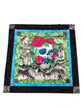 Water Color Skull and Vined Roses wall hanging 31.75x33"